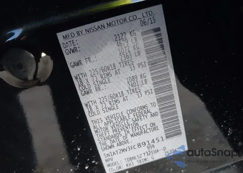 2015 Nissan Rogue S z USA, uszkodzony, nr VIN 5N1AT2MV3FC891451